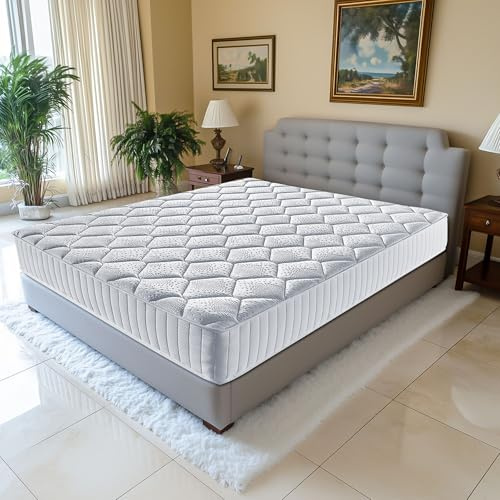 King of Dreams 80x200 cm Ressorts ensaches + 5 cm Memoire de Forme 60 Kg/m3 - Matelas Luxe Aloe Hauteur +/- 18 cm - Accueil Moelleux - Soutien Tres Ferme - 5 Zones de Confort - Hypoallergenique