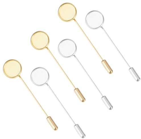 GORGECRAFT 20 Piezas 2 Colores Bandeja Redonda Plana Alfiler de Solapa Bandeja Redonda Imperdibles de Seguridad Palo de Latón Alfileres de Solapa Artesanales Plata Bandeja Redonda Plana Broche Aguja