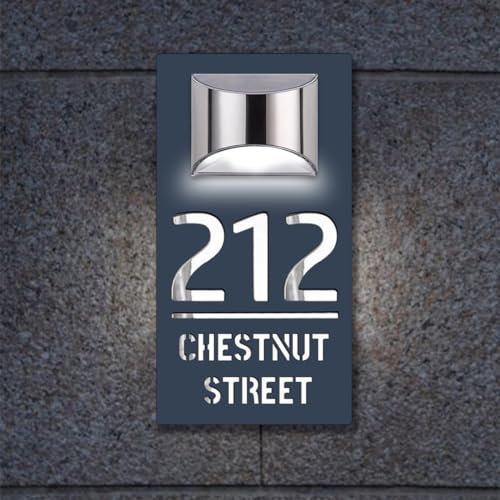 Numero civico solare personalizzato Targhe Numeri di Porta Illuminati Segni Targa Personalizzata Moderna Indirizzo Nome Targa Esterno Luce,strada LED segno della porta personalizzabile (Rettangolo)