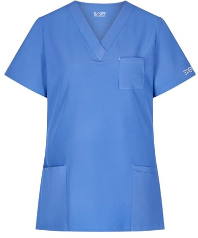 EXNER medizinischer Schlupf-Kasack, Regular fit Stretch, für Damen in Krankenpflege, Altenpflege, Kosmetik, Medizin, Light Blue, Größe M