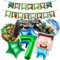 8 Stk Geburtstagsdeko Jungen 7 Jahre Miner Gamer Anime Cartoon Kindergeburtstag Luftballons Geburtstag Deko Set Happy Birthday Girlande Kinder Grün Blau Banner Helium Folienballon Partyzubehör Deko