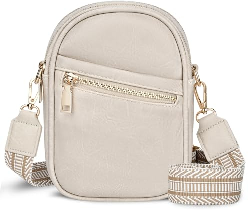 TEUEN Kleine Handy Umhängetasche, Leder Crossbody Handytasche Multifunktion Damen Umhängetaschen Handtaschen mit Abnehmbar Breitem Kartenfächer