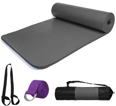 smallrun Esterilla Yoga Esterilla Pilates Antideslizante 10mm Alfombrilla de Yoga Esterilla Deporte Yoga Mat para Pilates Yoga Fitness 183x61cm (NBR NEGRO 10MM)