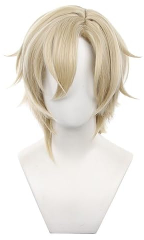 PWEINCY Perücken für Cosplay Perücke 40cm Kurz Khaki Rollenspiel Halloween Party Synthetisches Haar