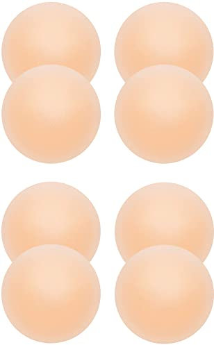 Memoryee Copricapezzoli da donna ultra sottili Invisible Pasties Cover adesiva riutilizzabile in silicone/Carnagione-4 Coppie Rotonda
