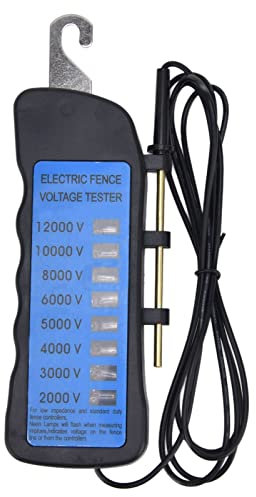 WGFOIP Testeur de Cloture Electrique 2000-12000V, Testeur de Tension de Clôture 8 Voyants Lumineux Étanche pour Les Fermes