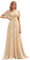 Ever-Pretty Damen Abendkleid Frau A-Linie Chiffon Brautjungfernkleid V Ausschnitt Hochzeit Goldene Rose 46