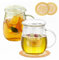 ANWONE Juego de 2 tazas de té de cristal transparente con infusor y tapa, para hojas de té sueltas, té de frutas, café, bolsas de té, 500 ml, con exquisito tapete para taza, apto para microondas y