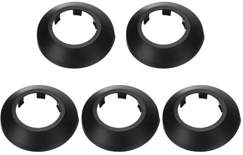 sourcing map 5PCS Pipe Cover Decor 1.3 In/35mm Flange Pipe Cover Decor PP Plastic Plumbing Cover Plates Escutcheon Water Drain Pipe Line Wall Flange Pipe Decorative Cover, Black