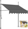 Klemmmarkise Markise Balkon Ohne Bohren, Balkonmarkise mit Handkurbel Höhenverstellbar UV-beständig und wasserdicht für Terrasse Balkon 400cm Grau