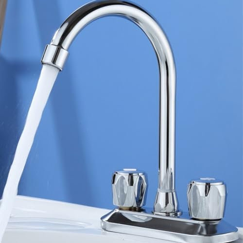 Grifo de lavabo, grifo de lavabo de baño con diseño de doble mango, diseño de doble agujero para cocina, bañera, baño