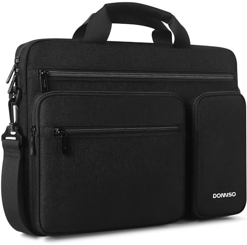 DOMISO 17 Business Laptop Briefcase Messenger Shoulder Bag Protective Carrying Case for 17-17.3 Inch Notebook/Chromebook/Ultrabook/Gamebook/Dell/Lenovo/Acer/HP/MSI/LG, Black