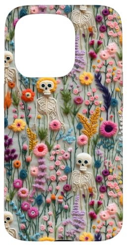 iPhone 15 Pro Boho Skeleton in Wildflower Vintage Floral Halloween Case