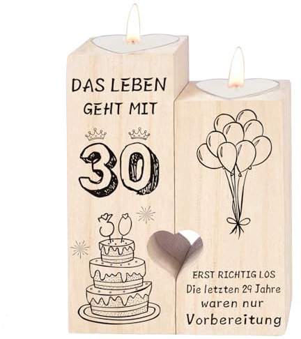 30 Geburtstag deko,Handgefertigte Kerzenständer aus Holz,30 Geburtstag Frau&Mann, Geschenke zum 30 Geburtstag (30 Geburtstag)