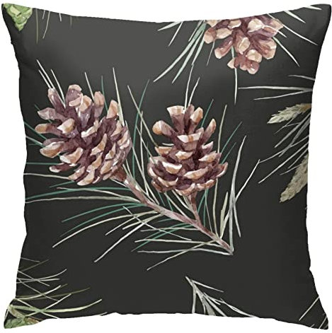 Kissenbezüge 45X45cm Aquarell Weihnachten Tannenbaum Muster Mit Einem Kegel Kopfkissenbezug Reißverschluss Kissenhülle Bedruckt Throw Kissenbezüge Für Frühling, Sofa, Garten