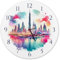 speecheese Dubai Wanduhr aus Alu Stadt Skyline Uhr Orient Flair mit Wahrzeichen Wolkenkratzer Architektur Dekorative Naher Osten Wanddeko