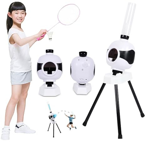 hKjPlvf Badminton Serve Machine, Automatic Badminton Pitching Machine, Badminton Training Machine with Serving Frequency 4-6s / Ball for Indoor & Outdoor Training, Badminton Beginner Trainer,A