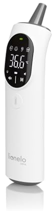 LIONELO FEVERSCAN Berührungsloses Thermometer für Kinder und Erwachsene, Messung in 1 Sekunde an der Stirn und am Ohr, Messung der Umgebungs- und Nahrungstemperatur, Leuchte, Alarm, Speicher für 40 Me