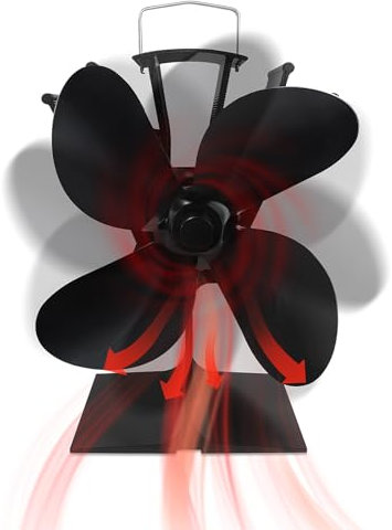 QEENTOE 4-Flügel Kaminventilator Stromloser, geräuscharmer Ventilator für Holzöfen und Kamine, effiziente Wärmeverteilung ohne externe Energiequelle