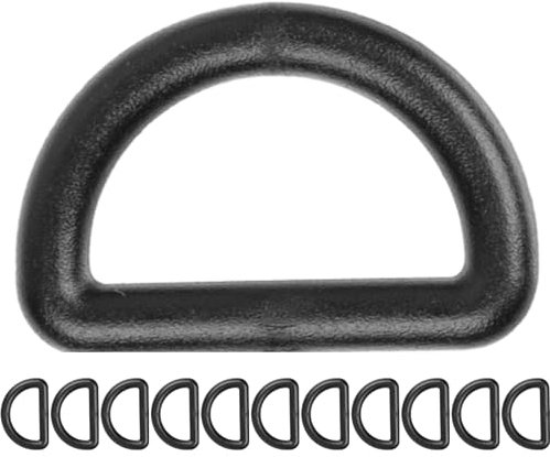 D-Ringe aus Hartplastik, 12 Stück, für 20 mm breite Gurtbänder, in Schwarz, 4 mm starker Ring, D Ring ohne Öffnung, halbrunder Ring aus ABS Kunststoff, Plastikring Schnalle DIY, Gurtband, Gurtriemen
