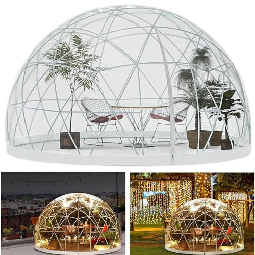 Gartenkuppelzelt, transparentes Blasenzelt, geodätisches Kuppelzelt für 3–6 Personen, verbessertes Gartenzelt mit dreieckigem transparentem Fenster, wasserdichtes, klares Kuppelzelt, wetterfest