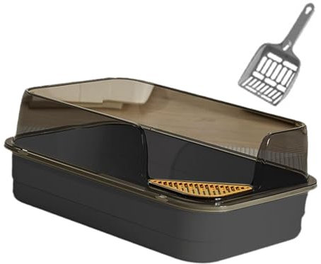 MagiDeal Caja de Arena para Mascotas con Tapa Abierta, arenero con Pala para Arena, Bandeja para Arena para Gatos, Cuenco para tamizar Arena para Todo Tipo de, Negro