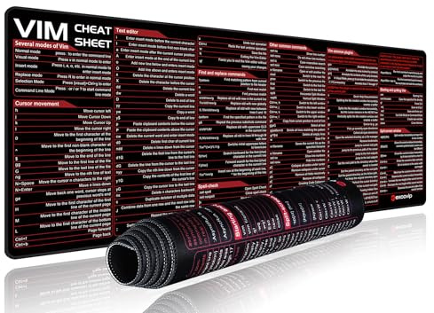 Vim Shortcut Mauspad, Mauspad mit Vim Tastenkombinationen,80 x 30 cm Mousepad, rutschfest,Tastenkürzel Übersicht Shortcuts,XXL-Schreibtischmatte, PC-Büro-Tabellenkalkulation-Tastaturmatte