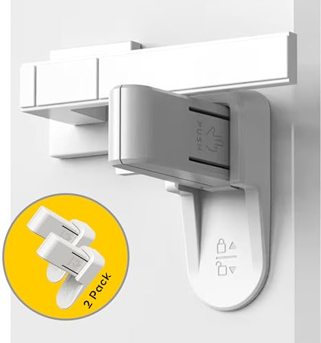 Home Secure™ Child Door Lock (2 Pack) - Self Adhesive Baby Door Safety Locks Without Drilling. Child-Proof & Pet-Proof Door Lever Locks