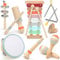 Musikinstrumente für Kinder, Kinderspielzeug ab 3 Jahre, Montessori Spielzeug, Holzspielzeug Baby Schlagzeug Kinder Trommel, Percussion-Instrumente Set, Geschenkideen für Jungen Mädchen 3+(9 in 1)