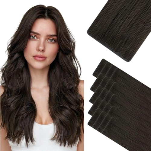 Hotbanana Invisi Edge Tape in Hair Extensions Echthaar 35cm | Remy Hair Invisible Dunkel Braun Tape in Extensions 20PCS 50g