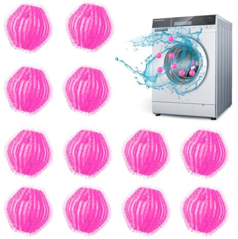 FuninCrea 12 Pcs Nylon Washing Balls, Reusable Washing Machine Lint Filters Anti-winding Floating Pet Hair Remover Washing Machines Pet Hair Catcher Balls for Laundry (04#)