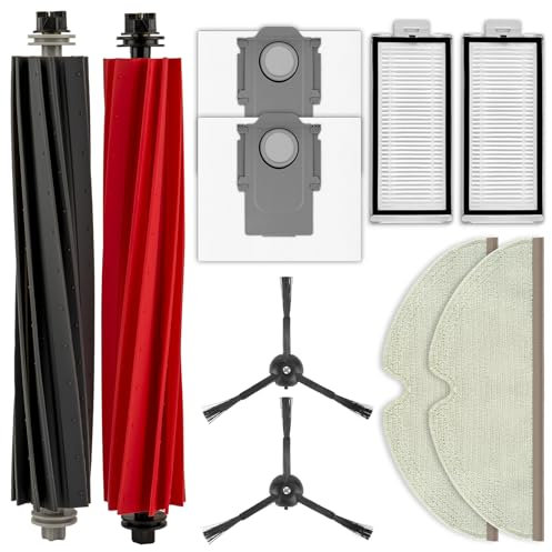 10 pezzi Accessori di ricambio per robot aspirapolvere Roborock Q5 Pro Q5 Pro+ Q8 Max Q8 Max+, 2 spazzole a rullo 2 filtri HEPA, 2 spazzole laterali 2 sacchetti per la polvere, 2 panni per il lavaggio