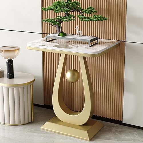 Nordivo Quadratischer Couchtisch mit Stabilem Metallgestell, Mid-Century Design, Moderner Beistelltisch für Sofa, Garten oder Balkon(Gold/White,50cm/19.6in)