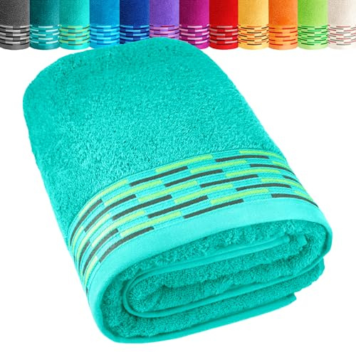 Lashuma Saunahandtuch 80x200 cm, Lugano großes XXL Saunatuch Meeres Türkis | Premium Frottee aus 100% Baumwolle mit 500 gsm, angenehm weich und saugfähig für Sauna, Liege, Pool und Strand