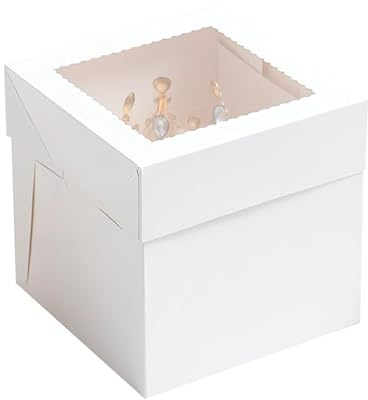 ZFQSONGZE 5-Pack Clear-Window 12-Inch Tall Cake Boxes | 12-inch tall boxes with clear windows, easy assembly for wedding/birthday cake display.