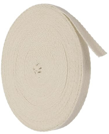 TA-VIGOR Cotton Twill Tape Ribbon 6mm x 10 Yards Herringbone Webbing Beige