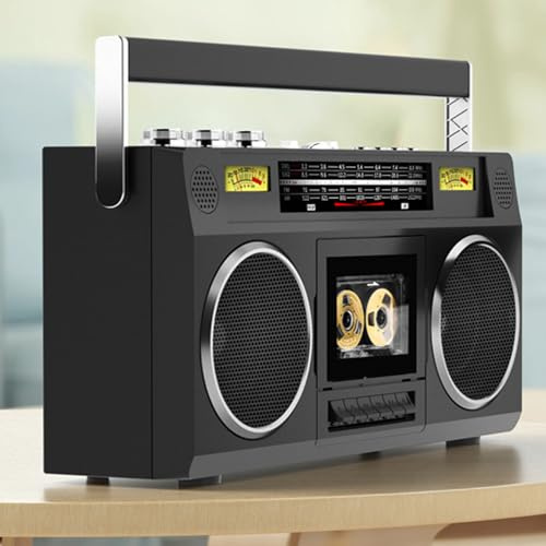 Lettore di cassette portatile Boombox - 4 altoparlanti, radio AM/FM/SW, USB/SD/Aux-in/jack per cuffie, Bluetooth Ready, supporta ingresso SD/USB/TF per casa e viaggio
