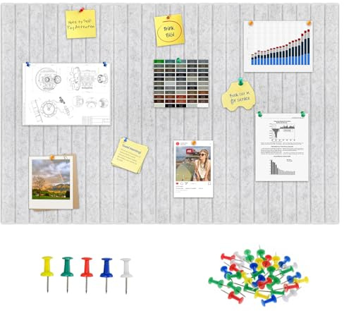 Pinnwand Filz Selbstklebend 60×90cm Große Board: GEEKHOM 6 Stück Quadratische Pinnwand aus Filz mit Selbstklebendem Klebeband - für Büro, Schule, Kinderzimmer, Küche & Zuhause - Hellgrau