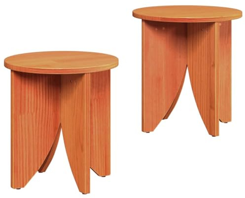 vidaXL Couchtisch 2 pcs Wachsbraun, Rustikaler Couchtisch, runder Akzent, aus Kiefernholz, langlebige beige Oberflächenbehandlung, praktisch für's Wohnzimmer