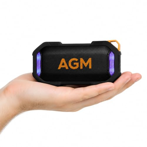 AGM Bluetooth Speaker, Magnetic Mounting, Stereo Sound, Deep Bass, TWS Pairing, 18H Playtime, IPX7 Waterproof, Mood Lighting, Rugged Portable Design for Camping Festivals Garden Parties and Gifts