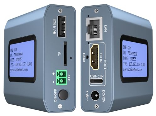 Remote KVM Over IP Internet,4K IP KVM Remote Control PC,Server,Remote Power Control, LCD Screen,ZeroTier, TF Card,Webcam,Wake, Install OS Via BIOS, Windows Mac Linux Android