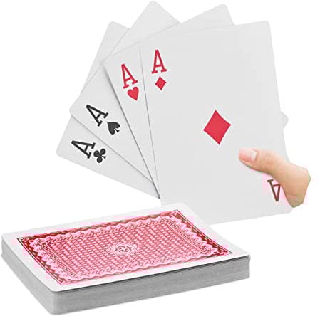 10x Carte da Gioco Giganti, Mazzo 54 pz., Plastificate, XXL, Regalo, Giant Playing Cards, 18 x 13 cm, colorate
