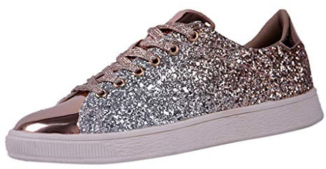 Femme Baskets Mode Paillette LéGer Respirante Pas Cher Tendance Soldes Sneakers Basses Chaussures De Nightclub Or 39 EU