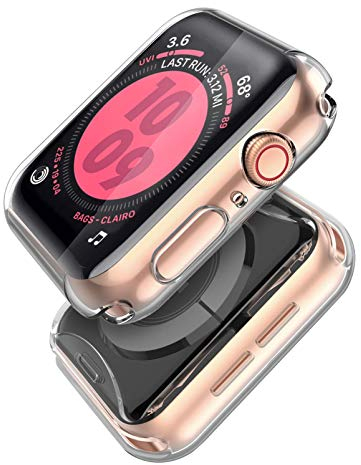Misxi - 2 cover per Apple Watch Series 5 / Series 4, con protezione per display, protezione a 360°, ultra sottili