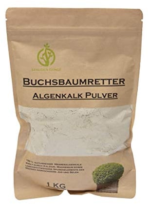 Algenkalk Pulver 1kg im umweltfreundlichen Papierbeutel wiederverschließbar/Buchsbaumretter/Das Original/mit ANLEITUNG/Buchsbaum Kur/Buchsbaumdünger