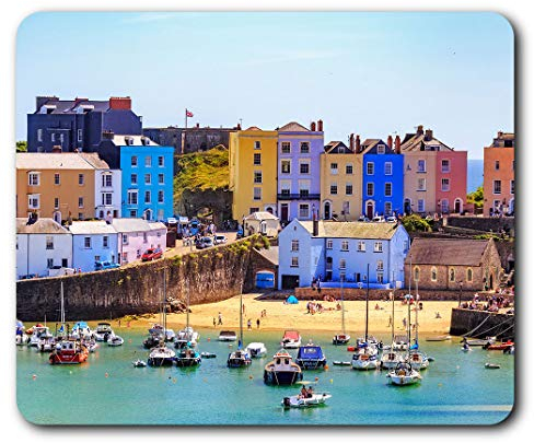 Tenby Harbour Wales UK Travel Boats Mouse Mat Pad Computer PC Laptop Gaming Office Home Desk Accessory Gadget 24293