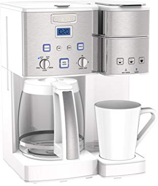Cuisinart SS-15W Maker Coffee Center 12-Cup Coffeemaker and Single-Serve Brewer, White Stainless Steel
