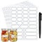 JaoNanl Waterproof Pantry Labels Stickers (192 Pieces - 4 Sizes, Silver | Includes Marker Pen for Mason Jars, Spice Containers, Kitchen Cupboard & Bottles