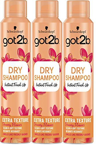 Got2b - Trockenshampoo Extra Textur - 3 Stück 200 ml (600 ml) - Erfrischt Ihr Haar sofort - optimal für Frisuren