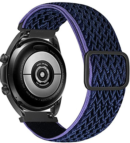 MroTech Cinturino Compatibile con Samsung Galaxy Watch 3 41mm/Watch 4/4 Classic/5/5 Pro/Active/Active2 Braccialetto 20mm per Huawei GT 2 42 mm Braided Nylon Loop Elastico Intrecciato-Onda Blu Notte